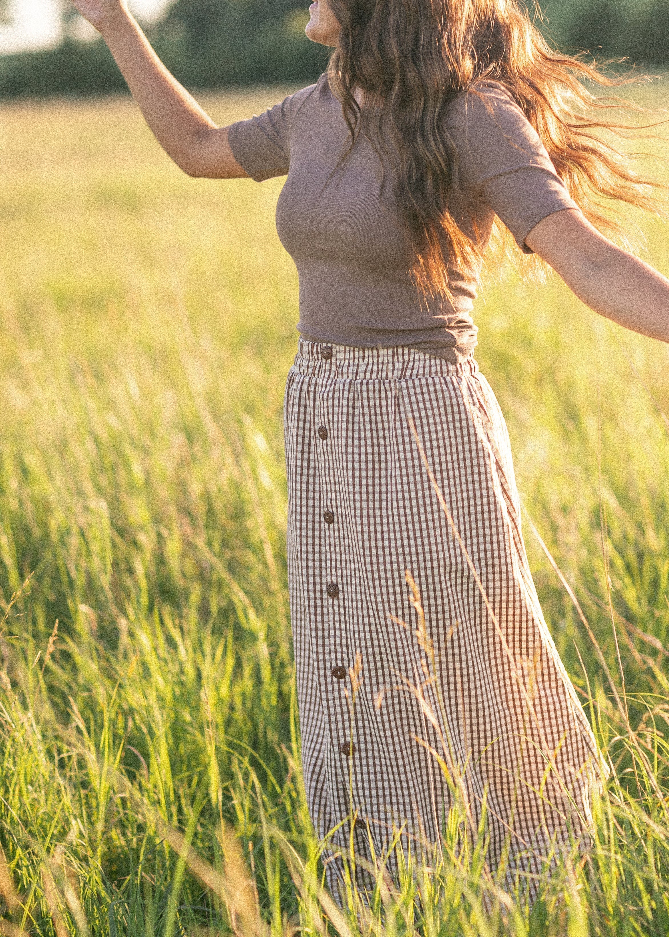 McKenna Gingham Maxi Skirt Inherit Co.